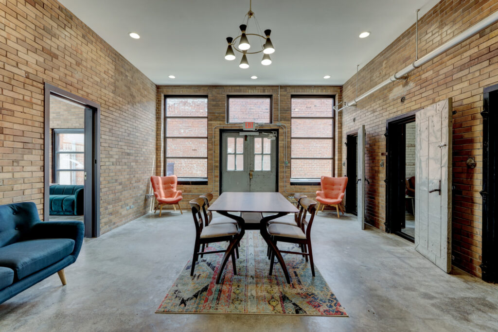 Interior with desk and chairs